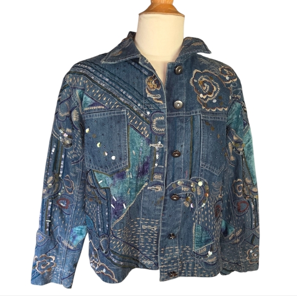 Chico's Jackets & Blazers - Chicos Design Beautidul Embroidered Denim Jacket